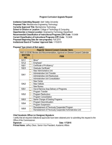 Program Curriculum Upgrade Request Institution Submitting Request: Proposed Title:
