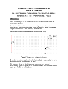 Potentiometer Power Control Lab Prelab - EGR 101