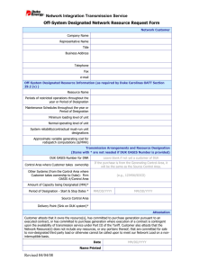 Network Integration Transmission Service Off-System Designated Network Resource Request Form