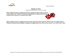 CAMP Rolling Two Dice Day 6 Summer 2015