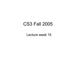 CS3 Fall 2005 Lecture week 15