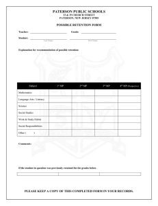Possible Retention Form