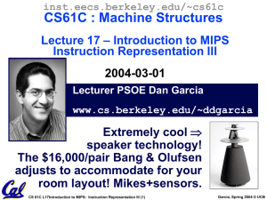 CS61C : Machine Structures