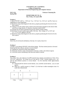 BJT Homework: Energy Bands, Currents, and Parameters