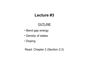 Lecture #3 OUTLINE • Band gap energy • Density of states