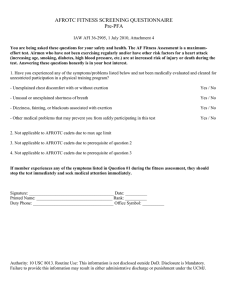 AFROTC Fitness Screening Questionnaire - Pre-PFA Health Check