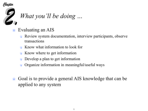 What you’ll be doing … Evaluating an AIS