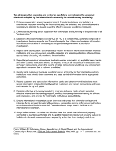 Ten strategies that countries and territories can follow to synthesize... standards adopted by the international community to combat money laundering:
