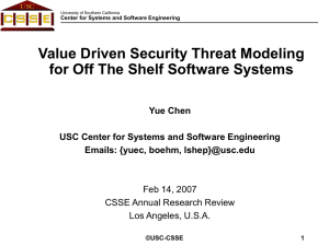 Value Driven Security Threat Modeling for Off The Shelf Software Systems