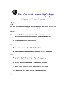 PimaCountyCommunityCollege East Campus A Rubric for Writing Projects