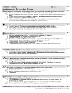Interview Essay Rubric Writing 101.doc