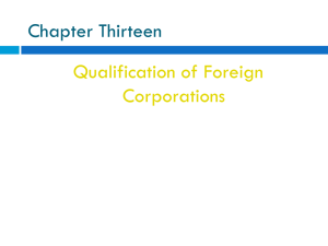 Chapter Thirteen Qualification of Foreign Corporations