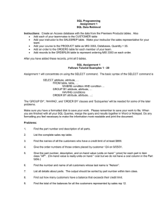 SQL Assignment, Due Friday, July 26, 2003
