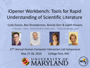 iOpener Workbench: Tools for Rapid Understanding of Scientific Literature