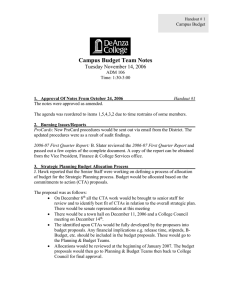 Campus Budget Team Notes Tuesday November 14, 2006