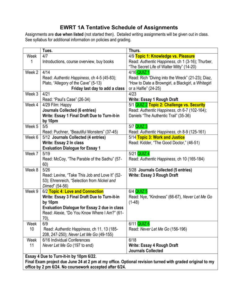 schedule-of-all-assignments-tuesday-thursday-class