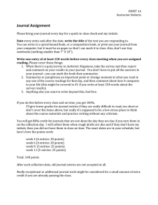 Journal Assignment EWRT 1A