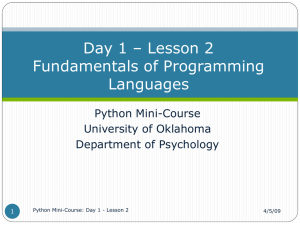 Lesson 2 - Fundamentals of programming languages