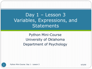 Lesson 3 - Variables, expressions, and statements