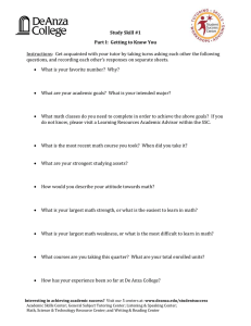 Instructions:  Get acquainted with your tutor by taking turns... questions, and recording each other’s responses on separate sheets.
