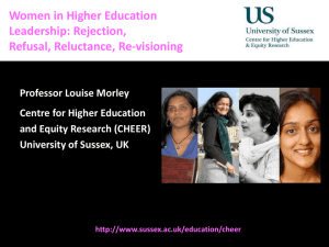Women in higher education leadership: Rejection, refusal, reluctance, re-visioning [PPTX 643.63KB]
