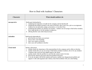 How to Deal with Auditees’ Characters  Character What should auditors do