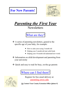 Parenting the First Year  For New Parents! Newsletters