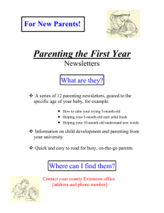 Parenting the First Year  For New Parents! Newsletters