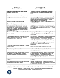 Chart of Traditional Services and Systems compared to Trauma-Informed Services and Systems
