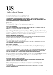 Participant Information Sheet Template - Research Ethics