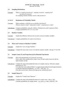 MATH 210 - Study Guide - Test #2 (Revised 10/19/09)  Concepts: