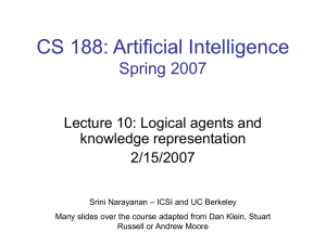 Logical Agents: Knowledge Representation