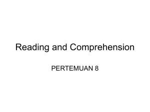 Reading and Comprehension PERTEMUAN 8