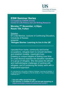 ESW Seminar Series  Monday 7 November, 4.30pm