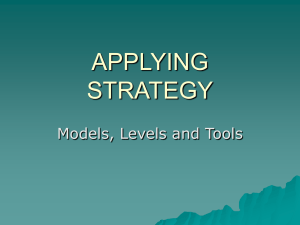 APPLYING STRATEGY Models, Levels and Tools