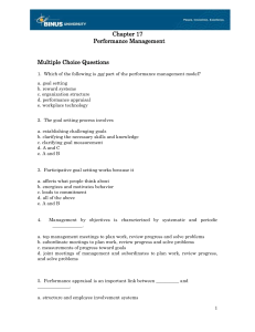 Chapter 17 Performance Management  Multiple Choice Questions
