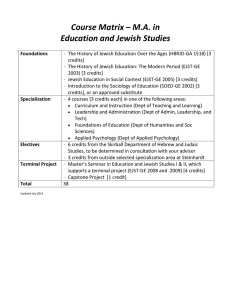Course Matrix – M.A. in Education and Jewish Studies
