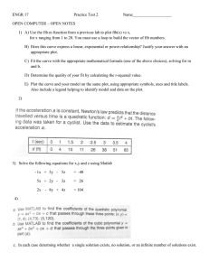 ENGR 17 Practice Test: Matlab, Curve Fitting, Linear Equations