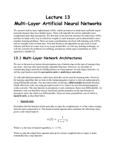 Lecture 13 Multi-Layer Artificial Neural Networks