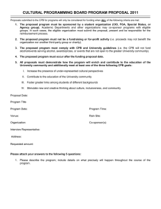 CULTURAL PROGRAMMING BOARD PROGRAM PROPOSAL 2011