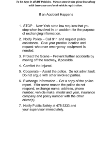 To Be Kept in all RIT Vehicles.  Please store... with insurance card and vehicle registration.