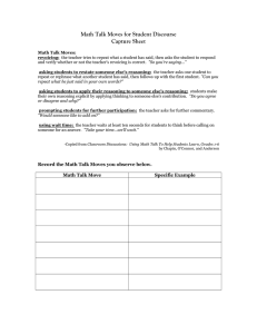 Math Talk Moves for Student Discourse Capture Sheet