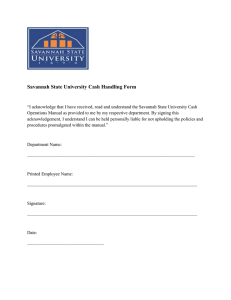 Savannah State University Cash Handling Form
