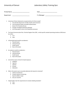 University of Denver Lab Safety Training Quiz