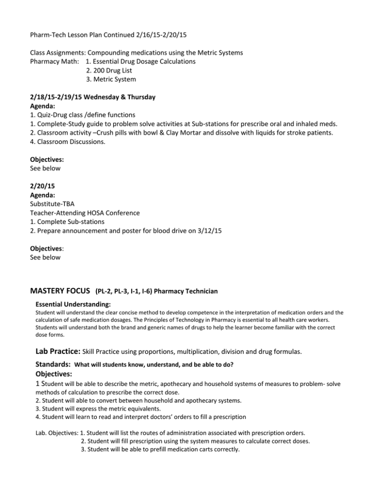 Pharm Tech Lesson plan doc 2-18-2-19-15