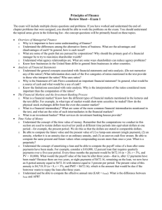 Principles of Finance Review Sheet—Exam 1