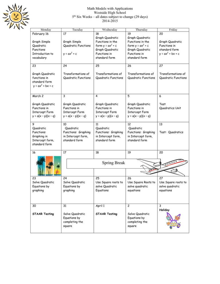 5th six weeks calendar