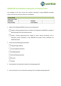 WAMITAB Accreditation Expression of Interest Form