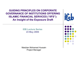 GUIDING PRINCIPLES ON CORPORATE GOVERNANCE OF INSTITUTIONS OFFERING ISLAMIC FINANCIAL SERVICES (“IIFS”):