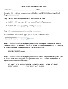 ALEKS Math 096 Weekly Topic Goal Worksheet